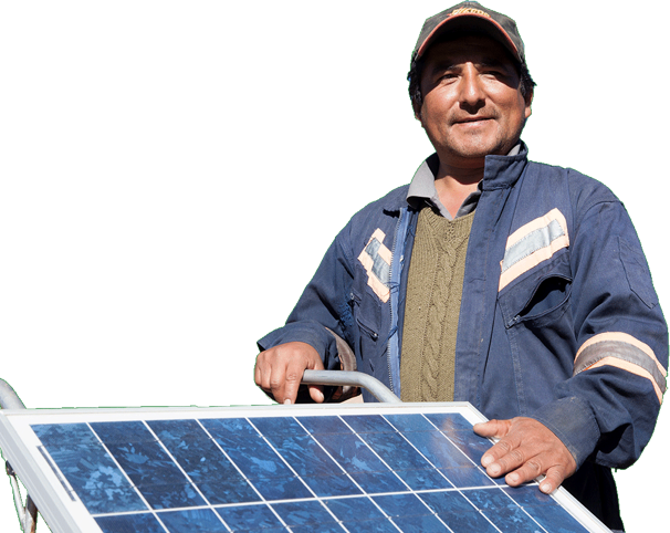 Man with solar panel