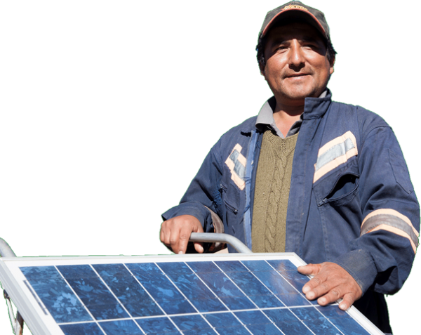 Man with a solar panel
